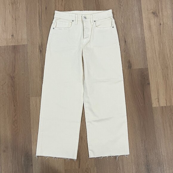 NWT Outland Denim Sienna White Jeans Cropped Wide Leg Size 25 - Picture 3 of 12